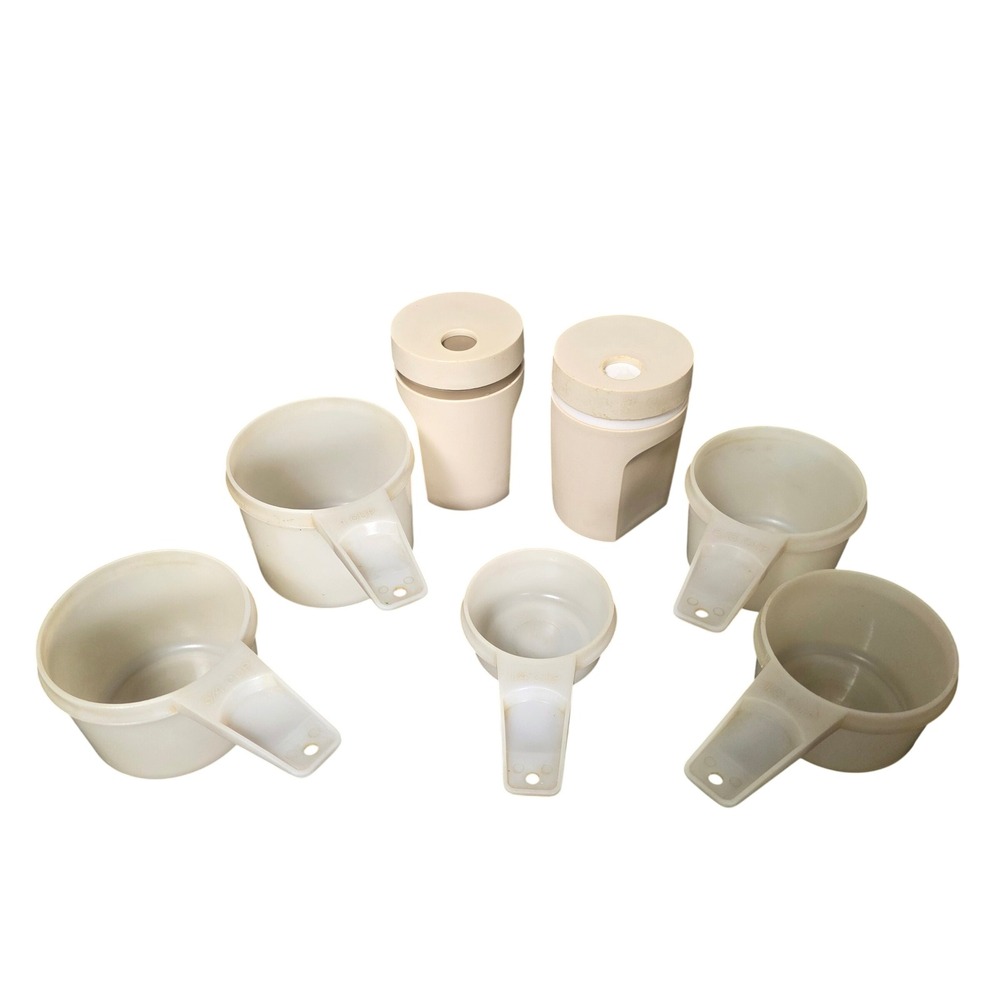 Tupperware Measuring Cups Shakers Set Vintage 7pc Almond Cream Fair Baking Tools